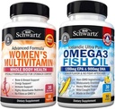여성 캡슐을 위한 매일 Multivitamin (1 달 공급) 플러스 세 배 힘 Omega 3 물고기 기름 Softgels (1 달 공급)