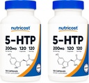 Nutricost 5-HTP 200mg, 120 채식 캡슐 (5-Hydroxytryptophan) - 비 GMO 및 글루텐 무료 (2 병)