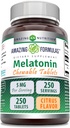 Amazing Formulas Melatonin Chewable Supplement | 5 Mg Per 서빙 | 250 타블렛 | Non-GMO | 글루텐 프리 | 미국 (크루트 맛)