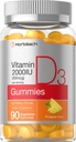 Horbäach 비타민 D3 2000iu Gummies | 90 개 | 채식 | 파인애플 맛 | 50 mcg | 비 GMO, 글루텐 무료 비타민 D 보충