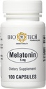 Bio-Tech Pharmacal Melatonin (5 mg), 100 캡슐 - 모든 자연 보충 - 지원 수면, 심혈관, 면역, & 뼈 건강 - 낙농 없음, 물고기, 글루텐, 땅콩, 껍질, GMOS, & 콩 없음