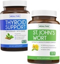 St. John 's Wort & Thyroid Support의 번들 - Mood Boost & Balance Bundle - 강력한 900mcg Hypericin Extract & Thyroid Support와 St. John 's Wort (Non-GMO) - 에너지 개선을위한 Iodine 지원