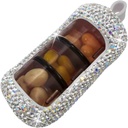 Bling Pill 주최자 - Purse를위한 귀여운 컴팩트 알약 상자 - Sparkling Design이있는 세련된 알약 케이스 - 여행 친화적 인 의약품 홀더 - 슬라이드 인 / 아웃 디자인 알약 주최자 (실버)