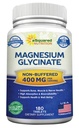 aSquared 영양 마그네슘 글리세린 400mg - 180 정제 - 최대 힘 마그네슘 비스듬한 보충교재 - 최대 Bioavailability & 흡수 비 GMO - 완충기 지원 근육, 뼈 & 심장