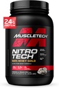 MuscleTech Whey Protein Powder, Nitro-Tech Whey Gold Protein Powder, Whey Protein Isolate Smoothie Mix, 여성 및 남성, 쿠키 및 크림, 2 lb (28 인분) - 패키지는 다를 수 있습니다.