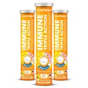 Vitaminrazul Immune Triple Action Effervescent Tablets with Vitamin C 1000mg, 비타민 D, 아연, 일일 루틴 지원, 글루텐 무료, 설탕 무료, 락토스 무료, 오렌지 맛, 20 정제, (포장 3)