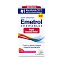 Emetrol Non-Drowsy Nausea Relief - Upset Stomach 용 Chewable Medicine - Pharmacist 권장 Nausea Relief - 혼합 Berry 맛, 60 정제