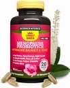 Lovely Menopause 보충교재 + 호르몬 균형 + 무게 관리, 뜨거운 섬광, 무드 그네, 질 건강 & 건조 | 검정 코호시, Dong Quai, Ashwagandha + Probiotics, 여성 보충교재, 60 ct