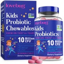 아이를 위한 LOVEBUG Probiotics – 나이 4를 위한 Prebiotic 섬유를 가진 Probiotic Chewables, 매일 아이들의 Gut 건강 & 소화 지원 보충교재, 설탕 자유로운 베리 풍미, 30 조사
