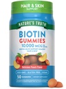 자연의 진실 Biotin Gummies | 10000mcg | 50 개 | Vegan, Non-GMO & Gluten Free Supplement | 복숭아 맛