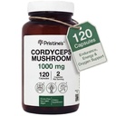 PRISTINE'S Cordyceps 버섯 캡슐 - 60 일 공급 1000 MG - Athletic 성과, 내구시간 & Immunity Adaptogen 보충교재 - 노화 방지 지원 산화 방지제