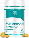 오메가 3 물고기 기름 1200mg Nattokinase 보충교재 4000 FU 유기 | DHA | EPA | Nattokinase는 일본 Natto | 심혈관 및 순환 지원 | 심장 건강 지원 | 60 Softgels