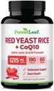 ForestLeaf CoQ10 보충교재를 가진 빨간 효모 밥 - 알파 Lipoic 산 & 유기 Flaxseed, Citrinin를 가진 1215mg 여분 힘 빨간 효모 밥 캡슐 - 180의 캡슐