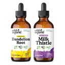 Wild & Organic Dandelion Root Tincture & Milk Thistle Tincture 4 fl oz - Liver Cleanse Detox Support - Dandelion Root Extract Drops - 우유 이틀 보충 - 설탕 및 알코올 없음