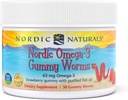 Nordic Naturals Nordic Omega-3 Gummy Worms, Strawberry - 30 Gummy Worms - 63 mg EPA 및 DHA가있는 총 오메가-3s - 30 서빙