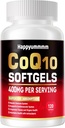 PQQ, Omega-3, Coenzyme Q10 (Ubiquinone) 높은 흡수, 강력한 산화 방지제, 지원 심장 & 에너지 생산, 120 서빙을 위한 CoQ10-400mg-Softgels.