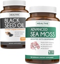 Black Seed Oil & Irish Sea Moss (3 개월 공급) - Black Seed Oil의 Power Duo 번들 (180 캡슐) Cold-Pressed Nigella Sativa & Irish Sea Moss (180 캡슐) Bioperine 및 Bladderwrack