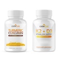 CogniTune Immune & 심혈관 지원 번들 - Turmeric Curcumin & Ginger를 가진 비타민 D3 5000IU + 비타민 K2