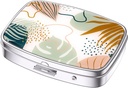 Nipichsha Pill Box, Purse & Pocket, 귀여운 여행 의학 주최자, 비타민, 약물, 생선 기름 및 보충제를 보유하는 휴대용 의학 용기 홀더, Boho Leaves