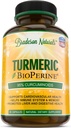 BioPerine 1500mg을 가진 Turmeric Curcumin - 95%를 가진 자연적인 & 건강한 염증 지원은 효능 & 흡수를 위한 Curcuminoids를 표준화했습니다 - 까만 고추를 가진 60의 캡슐