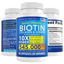 Biotin 및 Collagen Vitamins + Keratin Folate - 여성 및 남성을위한 탈모 치료 - Follicle, 피부 및 손톱은 모발 성장 및 Postpartum 지원을위한 보충제 - GMO Free & Gluten Free (60 모자)