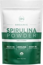Spirulina 분말 유기 225g - 64 서빙 3.5g 서빙 크기 - USDA 인증 - RAW Nutrient Dense 이상 70% 단백질 서빙 - Purest Source Vegan Protein - Superfood