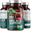 N1N 프리미엄 Uric 산 지원 보충교재 [14X 유력한 허브] Tart Cherry, 우유 이틀, 크랜베리, Celery, Chanca Piedra, 60 Veg 모자를 가진 모든 자연적인 Kidney와 우랄 산 Cleanse