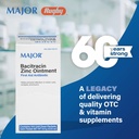 MAJOR Bacitracin 아연 연고 응급 항생제 - 144 단위 복용량 패킷 포함