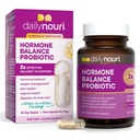 여성을 위한 매일 Nouri 호르몬 균형 프로바이오틱 | 건강한 에스트로겐, PMS, PCOS, Perimenopause, 질 PH, 효모, Gut 건강, 피부 및 면역성이 지원 | 7 Strains + Vegan Omega Oil | 30일 공급