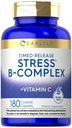 Carlyle Stress B-Complex Vitamin | 180 채식 캡슐 | 비타민 C | 비 GMO & 글루텐 무료 보충