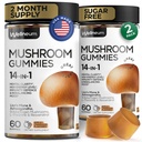 버섯 Gummies 5000 Mg 120 PC (2 팩) - 사자 Mane와 9 Adaptogenic 버섯 혼합 - Ashwagandha, L-Theanine - 에너지, Immunity, 초점, 두뇌 부스트를위한 버섯 Gummies - 설탕과 GMO 없음