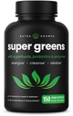 NutraChamps 유기 슈퍼 그린 캡슐 - Alfalfa, Spirulina, Chlorella & More - 산화 방지제, 소화 효소 및 Probiotic 혼합 - 150 녹색 슈퍼 푸드 캡슐