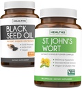 Black Seed Oil & St. John 's Wort (3 개월 공급) Black Seed Oil (180 캡슐) Cold-Pressed Nigella Sativa & St. John 's Wort (180 캡슐) 강력한 900mcg Hypericin