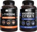 PURE ORIGINAL INGREDIENTS L-Tyrosine 및 마그네슘 시트 묶음, 365 캡슐 각각, 항상 순수, 실험실 검증