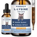고양이를위한 L-Lysine 보충 - 면역 지원 - Feline Respiratory, Sneezing, Runny Nose, Eye Function - Natural Cat Antibiotic Drops - 로스트 치킨 맛