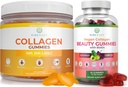 Life Marine Collagen & Vegan Collagen 번들, 헤어 스킨과 손톱 건강을위한 Gummies 비타민 (90 Chews), Pore 흡진기 및 탄력성, 캡슐 교체, 알약