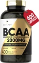 Carlyle BCAA 캡슐 | 2000mg | 400 분말 알약 | 아미노산 보충 혼합 | 여성과 남성 | L-Isoleucine, L-Leucine, L-Valine | 비 GMO 및 글루텐 무료
