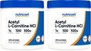 Nutricost Acetyl L 카르니틴 (ALCAR) 100 GMS (2 팩) - 100 서빙 - 1000mg 서빙 - 순수한 아세틸 L 카르니틴 분말 - 비 GMO, 글루텐 무료