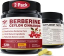Ceylon Cinnamon, Bitter Melon, 바나나 잎 & Immune 지원 & 몸 관리를 위한 식물 추출물을 가진 Berberine 보충교재 1500mg, Berberine HCL, 비 GMO, 240 Veggie 캡슐을 가진 10에서 1 공식