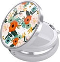 Nipichsha Pill Box, Purse & Pocket, 귀여운 여행 의학 주최자, 비타민, 약물, 생선 기름 및 보충제를 보유하는 휴대용 의약품 컨테이너 홀더, 흰색 꽃