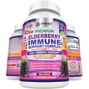 FRESH HEALTHCARE Elderberry 캡슐 - 아연 및 비타민 C와 높은 효능 검정 Elderberry - 성인을위한 프리미엄 3-in-1 면역 지원 비타민