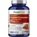 NusaPure Ceylon Cinnamon20:1 추출물, 모자 당 10,000 mg에 동등한 500 mg | 150의 Veggie 캡슐 | 비 GMO, Bioperine를 가진 Vegan