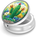 Pill Box-3 Compartment Purse & Pocket Mini Metal Pill Holder Travel Pill Container를 위한 작은 알약 케이스는 비타민 BPA-Free (Cactus)를 보유합니다