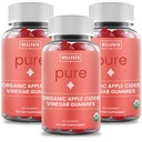 WellPath Pure Organic Apple Cider Vinegar Gummies from The Mother (3 Pack) - 과트 건강을위한 Ginger로 제작 | Vegan, Non-GMO, 180 Ct