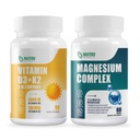 비타민 D3 K2 와 MCT 오일 90 Softgels & 마그네슘 Breakthrough Complex 보충교재 | 뼈, 심장, 근육 및 신경 시스템 지원 - Non-GMO