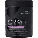 Sports Research® Hydrate Electrolytes Powder - Sugar-Free & Naturally는 비타민, 미네랄 및 코코넛 워터로 맛을냅니다. Hydration - Passion Fruit - 90 서빙