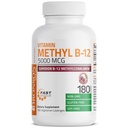 Bronson 메틸 B12 5000 mcg 비타민 B12 Methylcobalamin 에너지 & 뇌 지원, 180 Lozenges