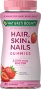 Nature 's Bounty Optimal Solutions Hair, Biotin Strawberry 맛이있는 피부 및 손톱 - 80 Gummies, 5 팩