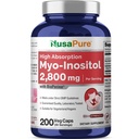NusaPure Myo-Inositol 2800mg의 200의 캡슐, 여분 힘 보충교재, 비 GMO