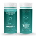Iwi Omega-3 Minis & Brain Omega-3 번들, 30 서빙, Vegan Plant 기반 조류 오메가 3 EPA + DHA, Krill & Fish Oil Alternative, No Fishy Aftertaste